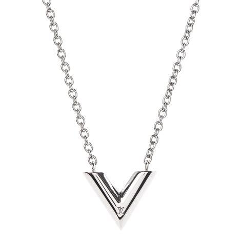 louis vuitton essential v necklace silver|louis vuitton v necklace price.